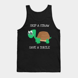 Skip A Straw Save A Turtle Shirt Turtles Lover Pajama Kids Tank Top